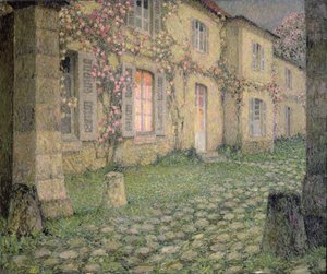 House with Roses at Dusk