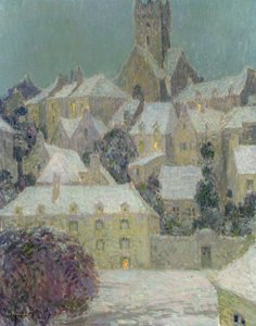 Winter Evening, View of a Town by Henri Eugene Augustin Le Sidaner