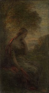 Young Woman under a Tree at Sunset