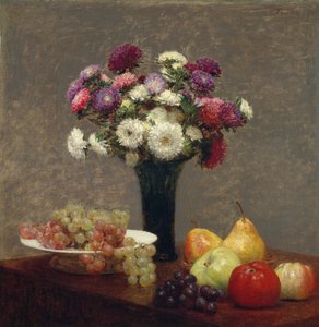 Asters and Fruit on a Table, 1868 by Ignace Henri Jean Fantin Latour