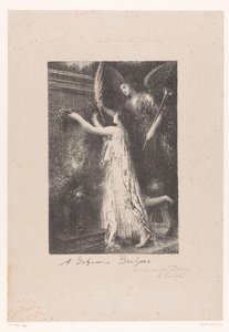 Angel and Personification of Fame Bringing Wreath to the Tomb of Johannes Brahms by Ignace Henri Jean Fantin Latour