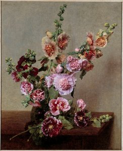 Hollyhocks by Ignace Henri Jean Fantin Latour