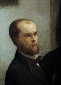 Table Corner (detail). Portrait of Paul Verlaine by Ignace Henri Jean Fantin Latour