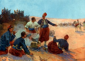 French Conquest of Algeria: French Zouave Soldiers under Bugeaud Command during Campaign against Abd-el-Kader, June 1836 by Henri Gaston Darien