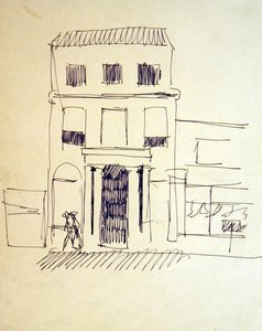 London Street with Figures; Female Promenader by Henri Gaudier Brzeska