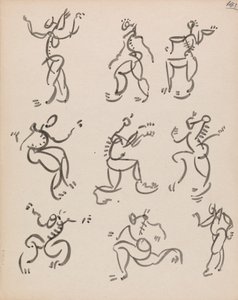 Nine Dancing Figures, in Three Registers by Henri Gaudier Brzeska