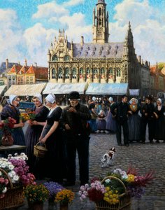 The flower market in Middelburg by Henri Houben