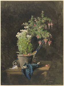 A Potted Fuchsia with Children