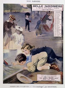 Children playing boats at the Tuileries Garden by Jean Geoffroy, calendar 
