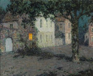 Moonlit City Square in Cherbourg, ca 1934 by Henri Le Sidaner