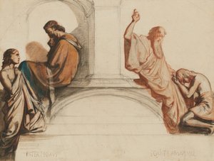Study for a fresco depicting the sacraments of Confession and Absolution, Chapel of the Holy Spirit, Church of Saint-Merri, Paris by Henri Lehmann