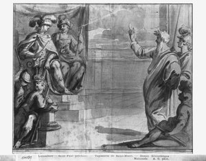 Life of Christ, St. Paul preaching, preparatory study of tapestry cartoon for the Church Saint-Merri in Paris, c.1585-90 by Henri Lerambert