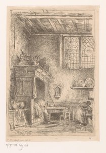 Flemish Interior with Bedstead by Henri Leys (baron)