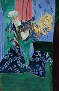 Arums, Iris and Mimosas (Flowers in a Blue Vase on a Blue Tablecloth) by Henri Matisse