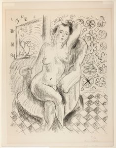 Nude in an Armchair, with a Mashrabiya Background