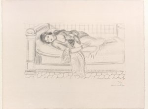 Oriental on a Resting Bed, Red Tiled Floor by Henri Matisse