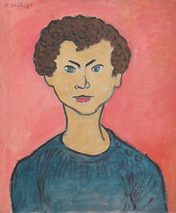 Portrait with Curly Hair, Marine Blue Sweater by Henri Matisse