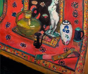 Statuette and Vases on an Oriental Carpet