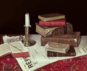 Still Life with Books and Candle