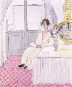 Woman Reading in Front of a Table and Bouquet, Nice