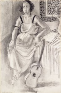 Woman Sitting with a Guitar