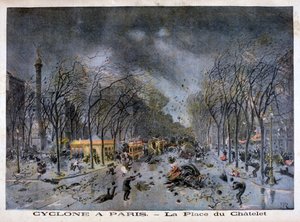 A Cyclone in Paris, Place du Châtelet by Henri Meyer