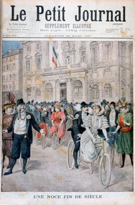 A wedding on a bicycle, France, 1897