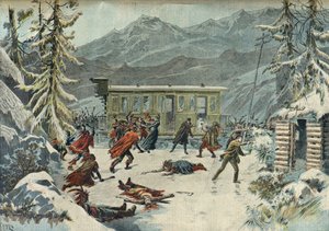 Attack on the Train by Indians, from the Play Around the World in 80 Days, Paris 1898