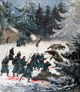 Bear attack, Russia, 1892 by Henri Meyer
