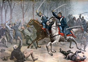 Cavalry Charge, German Riots in Leipzig, 1892 by Henri Meyer