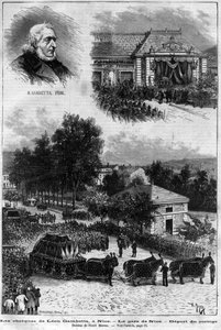 Death of Leon Gambetta, French Politician - Funeral Procession at Nice Station (Drawing by Henri Meyer in 