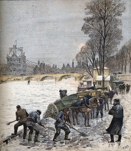 Paris Under the Snow in 1895 (engraving) by Henri Meyer
