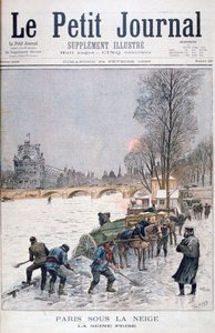 The frozen Seine, winter, Paris