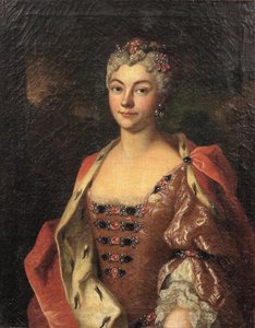 Portrait of a Noblewoman in a Pink Dress and Ermine-Trimmed Robe by Henri Millot