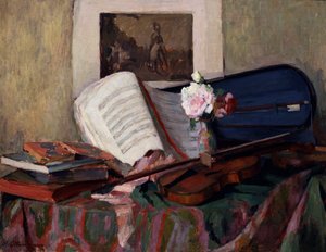 Still Life with Violin by Henri Ottmann