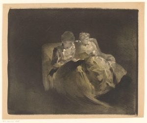 Two Women Reading on a Bench by Henri Patrice Dillon