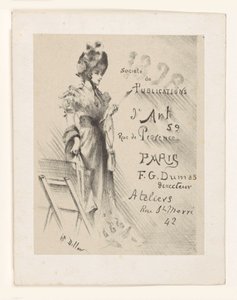 Woman Looking at a Print, Next to Her a Print Stand by Henri Patrice Dillon