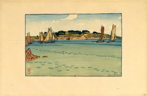 Henri Rivière, Barges in Front of...