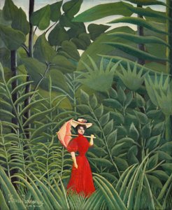 Woman in Red in the Forest by Henri Rousseau