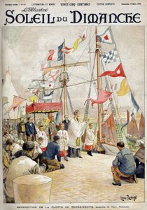 Benediction of the Newfoundland Fleet by Henri Rudaux. Engraving in Le sun-du-dimanche, March 19 by Henri Rudaux