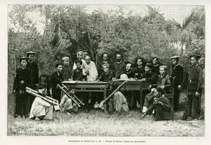 Interrogation of Pirates. Engraving by Thiriat, after a photograph, to illustrate the story 