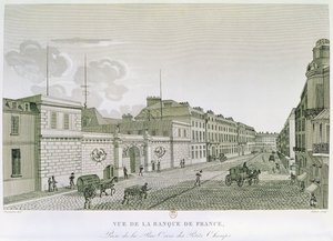 The Bank of France from Rue Croix-Petits-Champs, engraved by Eugene Dubois, 1800 by Henri after Courvoisier Voisin