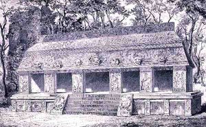 Restoration of the Inner Wing of the Palace at Palenque, from The Ancient Cities of the New World, by Claude-Joseph-Desire Charnay, pub. 1887 by Henri after Toussaint