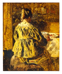The Meal or Woman Seen from the Back by Henri de Braekeleer