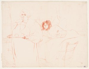 Elles: Woman Carrying a Tray, Mme. Baron and Mlle. Popo by Henri de Toulouse-Lautrec