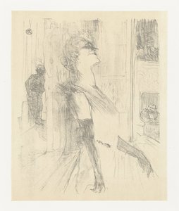 Portrait of Actress Yvette Guilbert During Performance by Henri de Toulouse Lautrec (signed by artist)