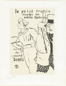 Woman as Errand Girl and Man with Hat by Henri de Toulouse Lautrec (signed by artist)