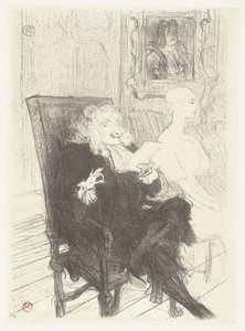 Actors Jules Charles Truffier and Marguerite Moreno in the Play Les Femmes Savantes by Henri de Toulouse Lautrec