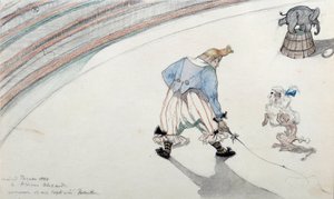 Circus scene: dressage. A clown with a scientist dog and an acrobatic elephant by Henri de Toulouse Lautrec