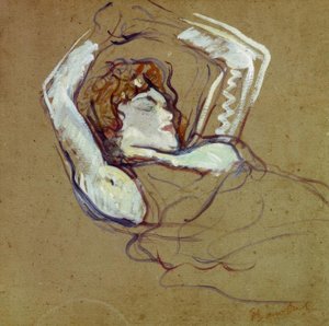 Woman Lying on Her Back, Arms Raised by Henri de Toulouse Lautrec